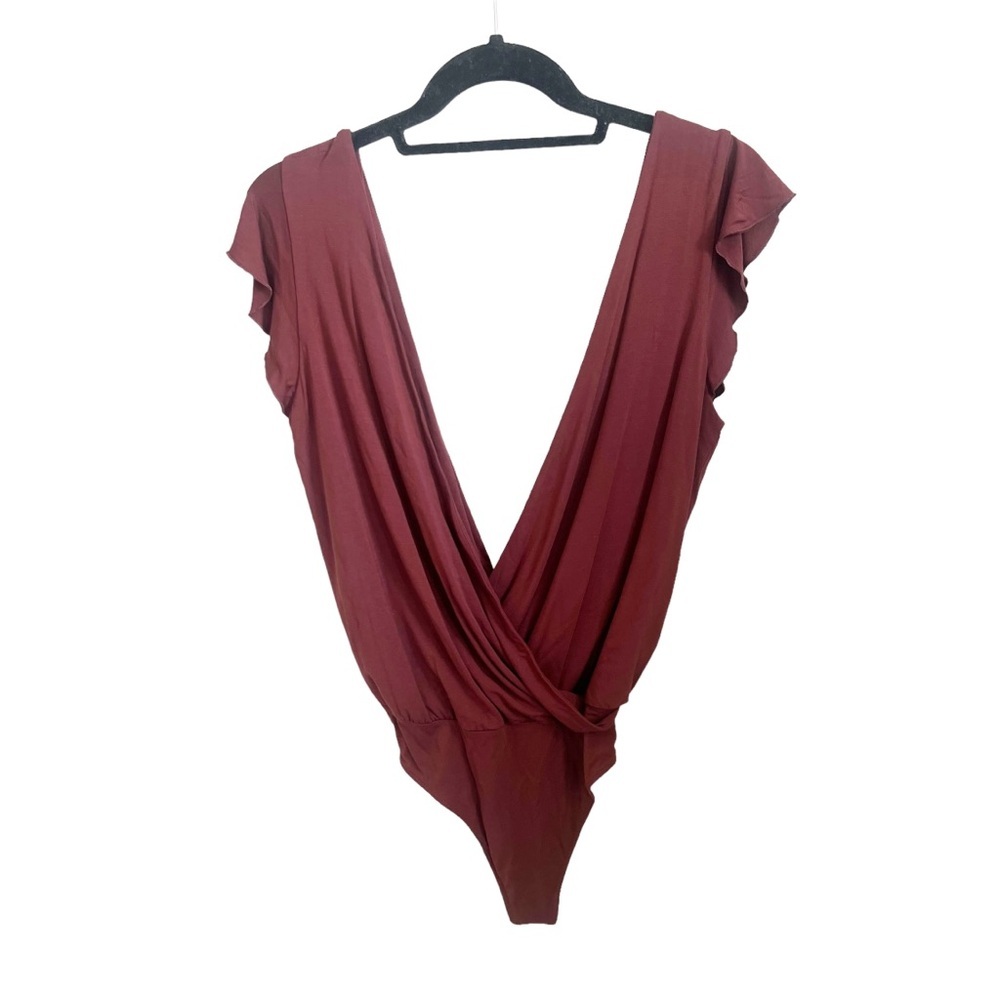 Aritzia Wilfred Nuage Bodysuit in Burgundy Cherry Cola Red Size Small - Picture 4 of 8